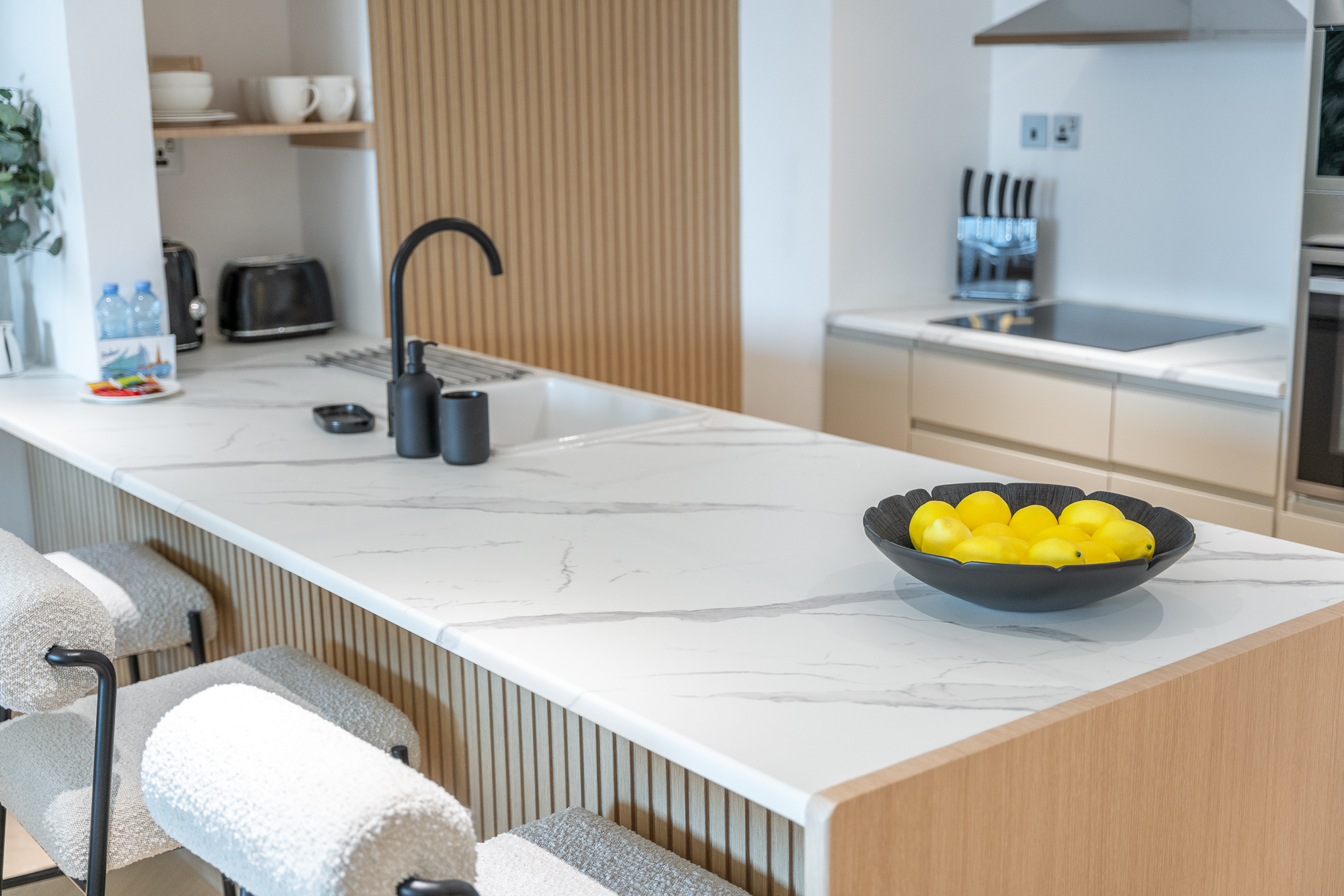 Kitchen countertop is wrapped by Wrapped by AirDXB